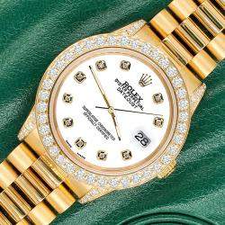 Rolex Custom White 2.3ct Diamonds 18K Yellow Gold President Datejust  Automatic Women's Wristwatch 31mm