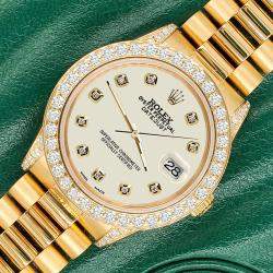 Rolex Custom Satin Linen 2.3ct Diamonds 18K Yellow Gold President Datejust  Automatic Women's Wristwatch 31mm