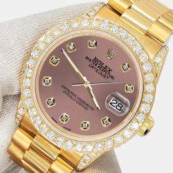 Rolex Custom Salmon 2.3ct Diamonds 18K Yellow Gold President Datejust  Automatic Women's Wristwatch 31mm