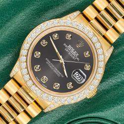 Rolex Custom Rhodium Gray 2.3ct Diamonds 18K Yellow Gold President Datejust  Automatic Women's Wristwatch 31mm