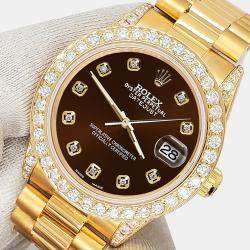 Rolex Custom Chocolate  2.3ct Diamonds 18K Yellow Gold President Datejust  Automatic Women's Wristwatch 31mm