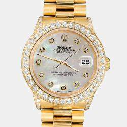 Rolex Custom Champagne 2.3ct Diamonds 18K Yellow Gold President Datejust  Automatic Women's Wristwatch 31mm