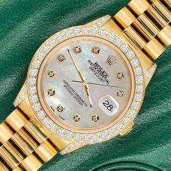 Rolex Custom Champagne 2.3ct Diamonds 18K Yellow Gold President Datejust  Automatic Women's Wristwatch 31mm