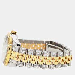 Rolex Custom White 3.56ct Diamonds 18K Yellow Gold Stainless Steel Datejust 178273 Automatic Women's Wristwatch 31mm