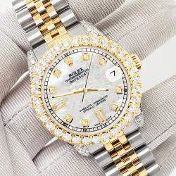 Rolex Custom White 4.4ct Diamonds 18K Yellow Gold Stainless Steel Datejust 178273 Automatic Women's Wristwatch 31mm