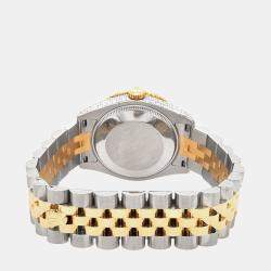 Rolex Custom White 4.4ct Diamonds 18K Yellow Gold Stainless Steel Datejust 178273 Automatic Women's Wristwatch 31mm