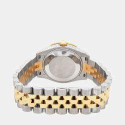 Rolex Custom Satin Linen 4.4ct Diamonds 18K Yellow Gold Stainless Steel Datejust 178273 Automatic Women's Wristwatch 31mm