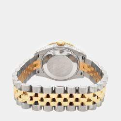 Rolex Custom Rhodium Gray 4.4ct Diamonds 18K Yellow Gold Stainless Steel Datejust 178273 Automatic Women's Wristwatch 31mm
