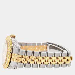 Rolex Custom Red 4.4ct Diamonds 18K Yellow Gold Stainless Steel Datejust 178273 Automatic Women's Wristwatch 31mm