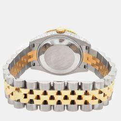 Rolex Custom Red 4.4ct Diamonds 18K Yellow Gold Stainless Steel Datejust 178273 Automatic Women's Wristwatch 31mm