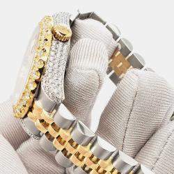 Rolex Custom Red 4.4ct Diamonds 18K Yellow Gold Stainless Steel Datejust 178273 Automatic Women's Wristwatch 31mm