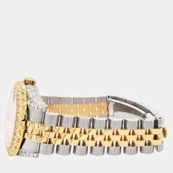 Rolex Custom Cobalt 4.4ct Diamonds 18K Yellow Gold Stainless Steel Datejust 178273 Automatic Women's Wristwatch 31mm