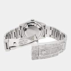 Rolex Custom Turquoise 12.4ct Diamonds Stainless Steel Datejust  Automatic Men's Wristwatch 36mm