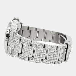 Rolex Custom Turquoise 12.4ct Diamonds Stainless Steel Datejust  Automatic Men's Wristwatch 36mm