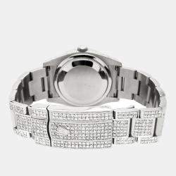 Rolex Custom Turquoise 12.4ct Diamonds Stainless Steel Datejust  Automatic Men's Wristwatch 36mm