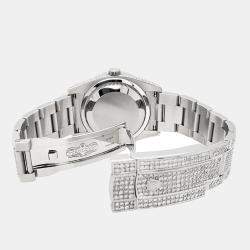 Rolex Custom Black 12.4ct Diamonds Stainless Steel Datejust 116200 Automatic Men's Wristwatch 36mm