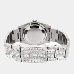 Rolex Custom Black 12.4ct Diamonds Stainless Steel Datejust 116200 Automatic Men's Wristwatch 36mm