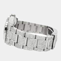 Rolex Custom Aquamarine 12.4ct Diamonds Stainless Steel Datejust  Automatic Men's Wristwatch 36mm