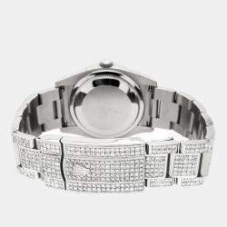 Rolex Custom Aquamarine 12.4ct Diamonds Stainless Steel Datejust  Automatic Men's Wristwatch 36mm