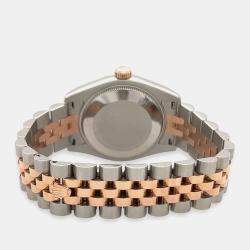 Rolex Custom Black Diamond 18K Yellow Gold Stainless Steel Datejust 178271 Automatic Women's Wristwatch 31mm