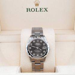 Rolex Custom Grey Diamond Stainless Steel Datejust 78240 Automatic Women's Wristwatch 31 mm