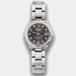 Rolex Custom Grey Diamond Stainless Steel Datejust 78240 Automatic Women's Wristwatch 31 mm