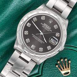 Rolex Custom Grey Diamond Stainless Steel Datejust 78240 Automatic Women's Wristwatch 31 mm