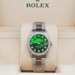 Rolex Custom Emerald Green MOP 3.5ct Diamond Stainless Steel Datejust Automatic Women's Wristwatch 31 mm