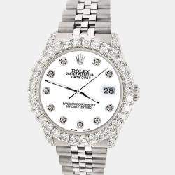 Rolex Custom White 2.95ct Diamond Stainless Steel Datejust Automatic Women's Wristwatch 31 mm