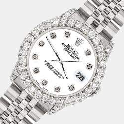 Rolex Custom White 2.95ct Diamond Stainless Steel Datejust Automatic Women's Wristwatch 31 mm