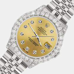 Rolex Custom Champagne 2.95ct Diamond Stainless Steel Datejust Automatic Women's Wristwatch 31 mm