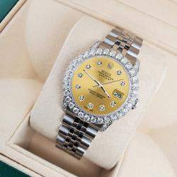 Rolex Custom Champagne 2.95ct Diamond Stainless Steel Datejust Automatic Women's Wristwatch 31 mm