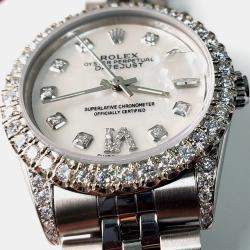 Rolex Custom White MOP 2.95ct Diamond Stainless Steel Datejust Automatic Women's Wristwatch 31 mm