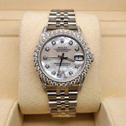 Rolex Custom White MOP 2.95ct Diamond Stainless Steel Datejust Automatic Women's Wristwatch 31 mm