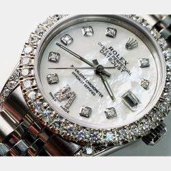 Rolex Custom White MOP 2.95ct Diamond Stainless Steel Datejust Automatic Women's Wristwatch 31 mm