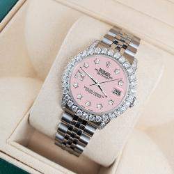 Rolex Custom Orchid Pink 2.95ct Diamond Stainless Steel Datejust Automatic Women's Wristwatch 31 mm