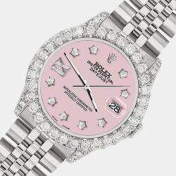 Rolex Custom Orchid Pink 2.95ct Diamond Stainless Steel Datejust Automatic Women's Wristwatch 31 mm