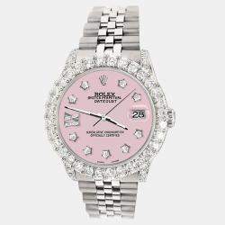 Rolex Custom Orchid Pink 2.95ct Diamond Stainless Steel Datejust Automatic Women's Wristwatch 31 mm