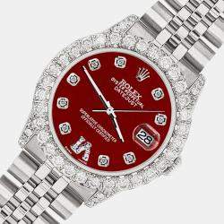 Rolex Custom Imperial Red 2.95ct Diamond Stainless Steel Datejust Automatic Women's Wristwatch 31 mm