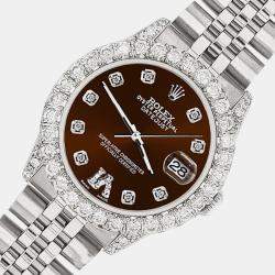 Rolex Custom Chocolate 2.95ct Diamond Stainless Steel Datejust Automatic Women's Wristwatch 31 mm