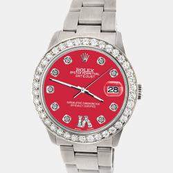 Rolex Custom Scarlet Red 1.62ct Diamond Stainless Steel Datejust Automatic Women's Wristwatch 31 mm