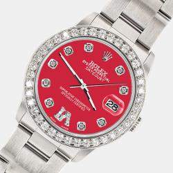 Rolex Custom Scarlet Red 1.62ct Diamond Stainless Steel Datejust Automatic Women's Wristwatch 31 mm