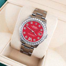 Rolex Custom Scarlet Red 1.62ct Diamond Stainless Steel Datejust Automatic Women's Wristwatch 31 mm