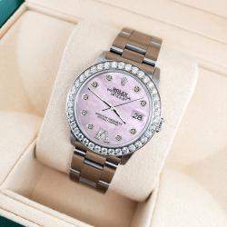 Rolex Custom Pink 1.62ct Diamond Stainless Steel Datejust Automatic Women's Wristwatch 31 mm
