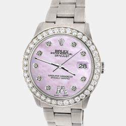 Rolex Custom Pink 1.62ct Diamond Stainless Steel Datejust Automatic Women's Wristwatch 31 mm