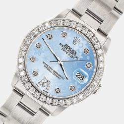 Rolex Custom Blue 1.62ct Diamond Stainless Steel Datejust Automatic Women's Wristwatch 31 mm