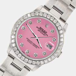 Rolex Custom Pink 1.62ct Diamond Stainless Steel Datejust Automatic Women's Wristwatch 31 mm
