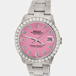 Rolex Custom Pink 1.62ct Diamond Stainless Steel Datejust Automatic Women's Wristwatch 31 mm