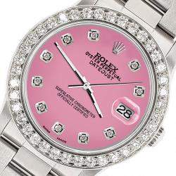 Rolex Custom Pink 1.62ct Diamond Stainless Steel Datejust Automatic Women's Wristwatch 31 mm