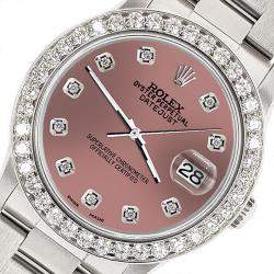 Rolex Custom Salmon 1.62ct Diamond Stainless Steel Datejust Automatic Women's Wristwatch 31 mm